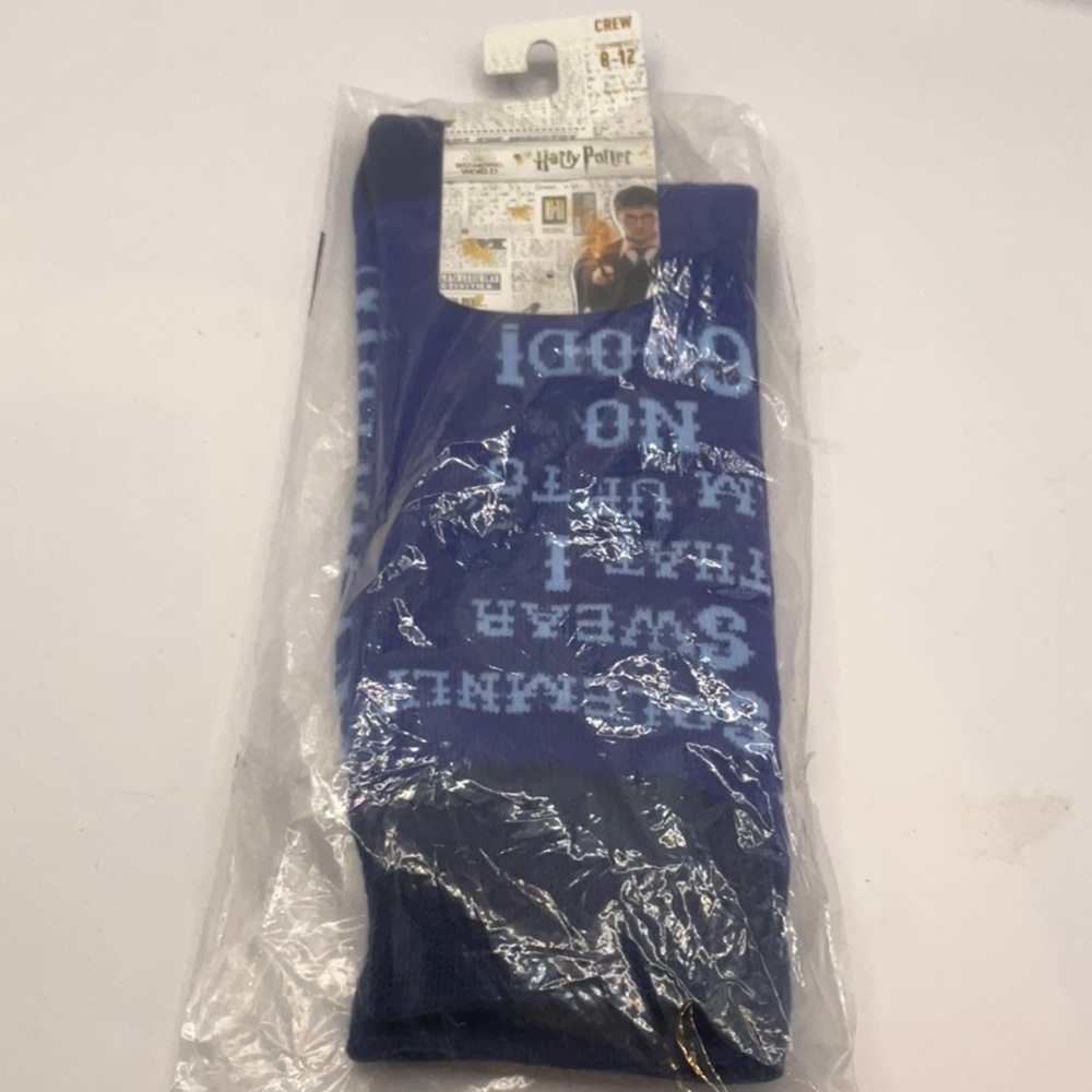 Bioworld Harry Potter Men's Crew Socks "I Solemnly Swear" Blue Size 8-12